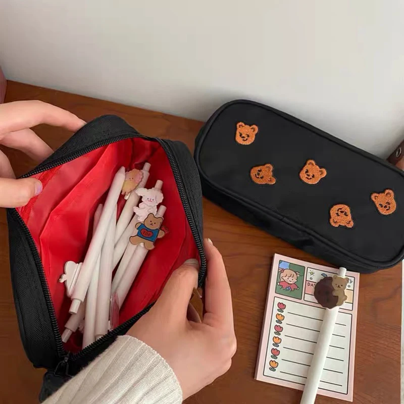 Pencil Case Kawaii Bear Korean Style Embroidery Canvas Big Capacity Pencil Bag Cosmetic Stationery Pouch School for Girls Gift
Pencil Case Kawaii Bear Korean Style Embroidery Canvas Big Capacity Pencil Bag Cosmetic Stationery Pouch School for Girls Gift