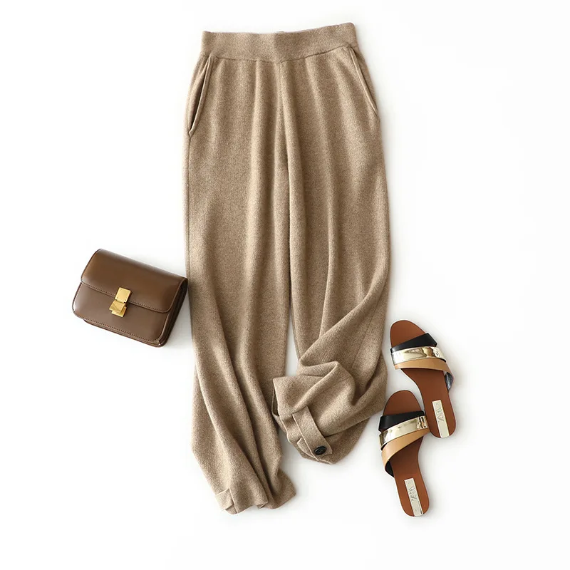 aliaga new winter fashion 100% cashmere pants women's casual home wide leg knitted loose trousers with pocket
aliaga new winter fashion 100% cashmere pants women's casual home wide leg knitted loose trousers with pocket