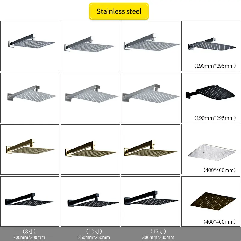 Matte Black Chrome Square Rain Shower Head Ultra Thin 8/10/12 Inch Choice Bathroom Wall Ceiling Mounted Shower Arm
Matte Black Chrome Square Rain Shower Head Ultra Thin 8/10/12 Inch Choice Bathroom Wall Ceiling Mounted Shower Arm
