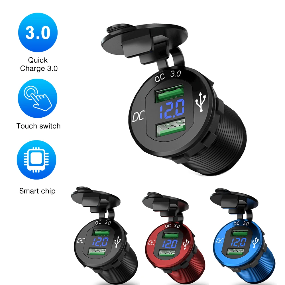 Quick Charge 3.0 Dual USB Charger Socket Outlet Charger Digital Waterproof Voltage Aluminum Display For 12V/24V Car Motorcycle
Quick Charge 3.0 Dual USB Charger Socket Outlet Charger Digital Waterproof Voltage Aluminum Display For 12V/24V Car Motorcycle