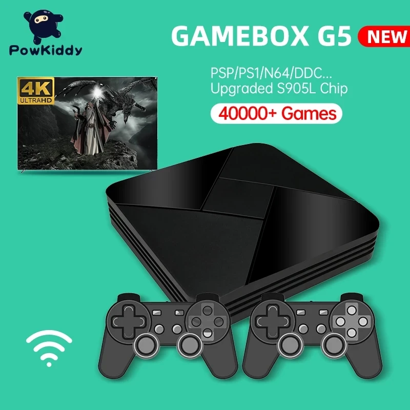 Игровая приставка POWKIDDY G5 S905L с Wi-Fi, супер консоль 4K HD X 50 + Эмулятор 40000 + игр, Ретро ТВ-приставка, игровой плеер для PS1/N64/DC
Игровая приставка POWKIDDY G5 S905L с Wi-Fi, супер консоль 4K HD X 50 + Эмулятор 40000 + игр, Ретро ТВ-приставка, игровой плеер для PS1/N64/DC