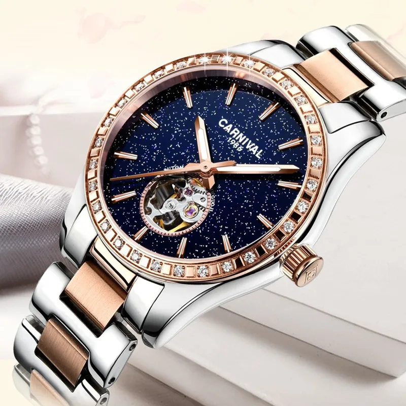 CARNIVAL Brand Mechanical Watches for Women Ladies Luxury Rose Gold Silver Automatic Wrist Watch Waterproof Luminous Reloj Mujer
CARNIVAL Brand Mechanical Watches for Women Ladies Luxury Rose Gold Silver Automatic Wrist Watch Waterproof Luminous Reloj Mujer
