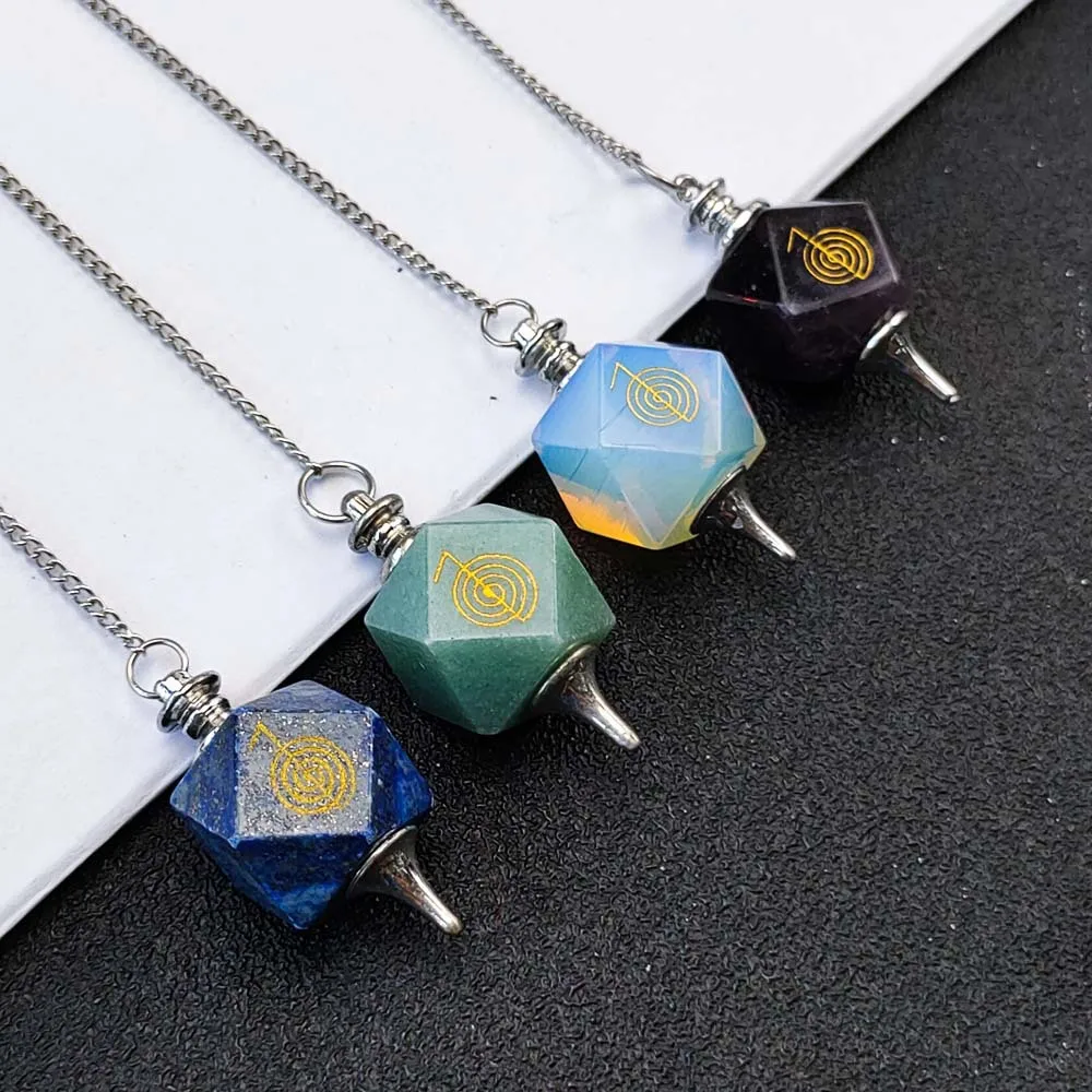 Natural Gemstone Amethyst Lapis Lazuli Rose Quartz Crystal Dowsing Pendulum for Reiki Healing Divination With Geometric Symbol
Natural Gemstone Amethyst Lapis Lazuli Rose Quartz Crystal Dowsing Pendulum for Reiki Healing Divination With Geometric Symbol