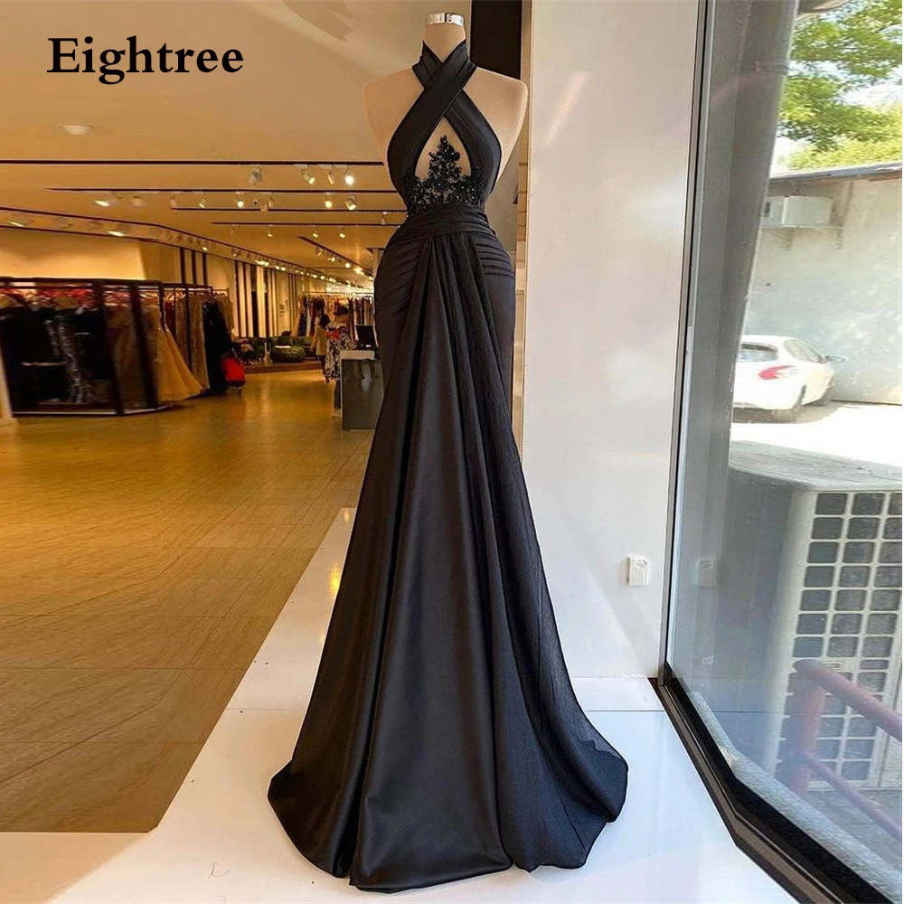 Eightree Sexy Black Halter Prom Dresses Sleeveless A Line Lace Flower Evening Dress Formal Party Gown Robe De Soiree
Eightree Sexy Black Halter Prom Dresses Sleeveless A Line Lace Flower Evening Dress Formal Party Gown Robe De Soiree