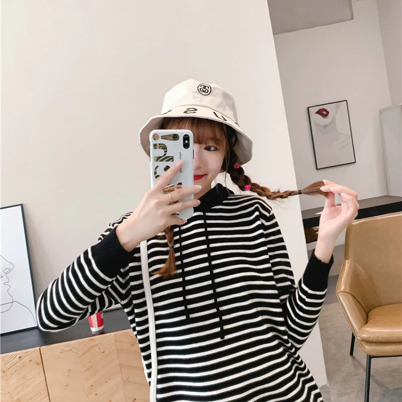 H9528 Autumn Hooded Knitted Pullover Women Korean Students Loose Stripe Bottom Sweater Female Girl Long Sleeve Casual Jumper Top
H9528 Autumn Hooded Knitted Pullover Women Korean Students Loose Stripe Bottom Sweater Female Girl Long Sleeve Casual Jumper Top