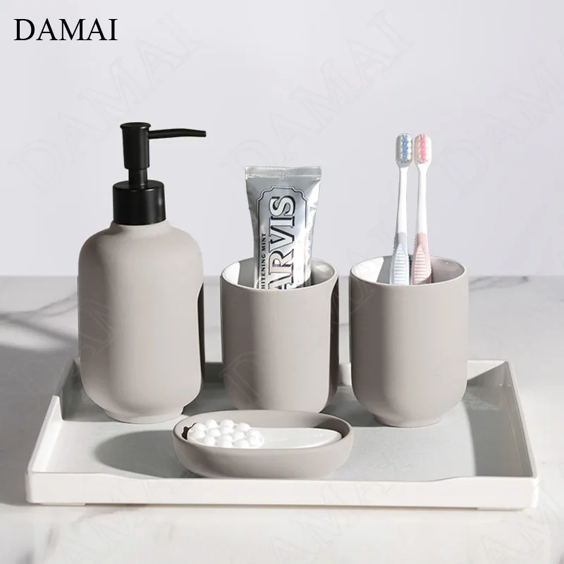 Creativity Matte Bathroom Set Ceramic Nordic Simple Solid Color Five Piece Set Shower Accessories Organizer Wedding Decoration
Creativity Matte Bathroom Set Ceramic Nordic Simple Solid Color Five Piece Set Shower Accessories Organizer Wedding Decoration