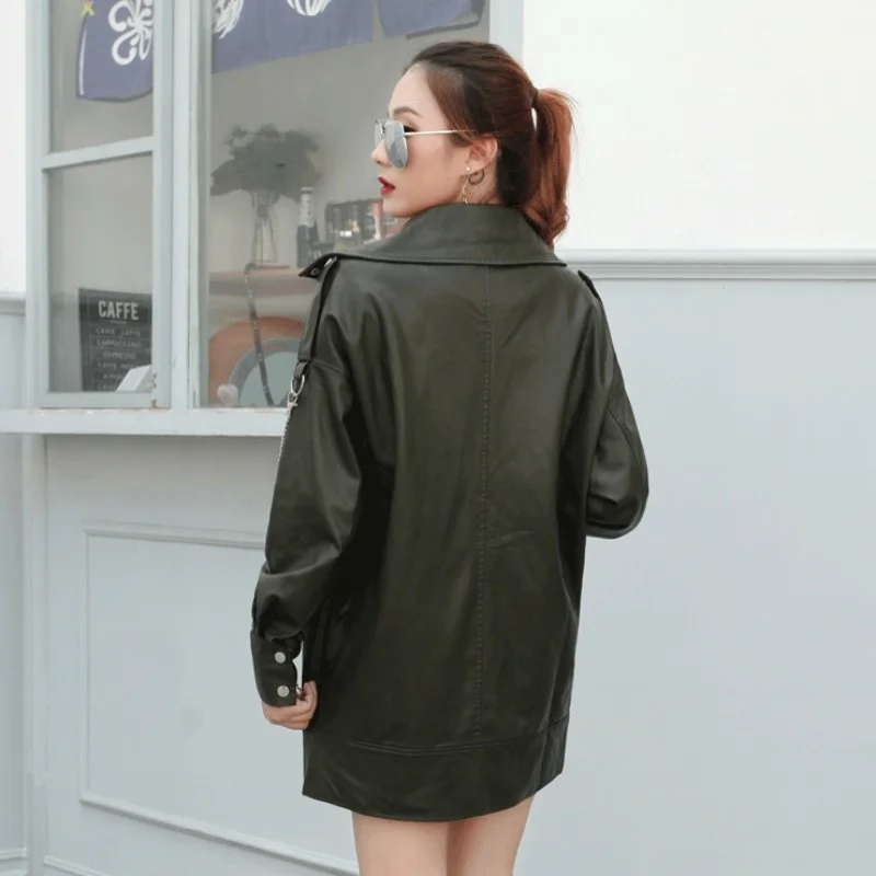Loose Street Biker PU Leather Jacket Women Plus Size 5XL Fashion Office Lady Black Outerwear Spring Autumn Zipper BF Coat Female
Loose Street Biker PU Leather Jacket Women Plus Size 5XL Fashion Office Lady Black Outerwear Spring Autumn Zipper BF Coat Female