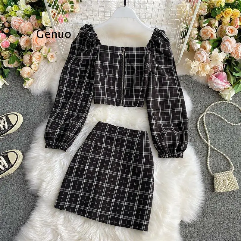 Plaid Tracksuit Women 2 Two Piece Set Casual 2021 Short Top Shirts+ Mini Skirt Matching Sets Outfits New
Plaid Tracksuit Women 2 Two Piece Set Casual 2021 Short Top Shirts+ Mini Skirt Matching Sets Outfits New