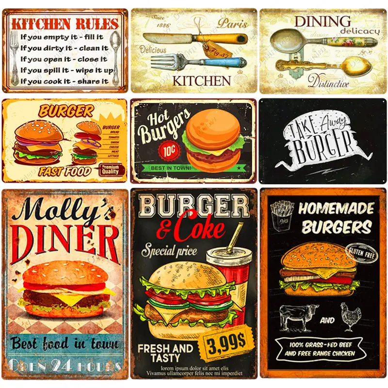 Vintage Kitchen Rules Plaque, Burgers Fries Metal Tin Sign, Cafe Home Room Decor, Fast Food Metal Plate,Dinning Wall Poster N376
Vintage Kitchen Rules Plaque, Burgers Fries Metal Tin Sign, Cafe Home Room Decor, Fast Food Metal Plate,Dinning Wall Poster N376