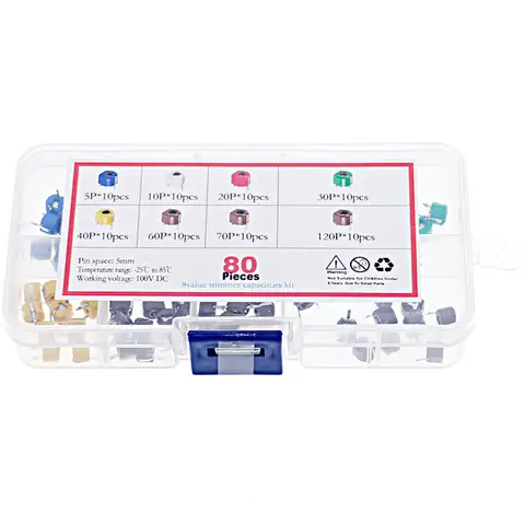 80 Stuks 8 waarde 6mm 5/10/30/60/120P Verstelbare Condensator Variabele Condensator Kit set