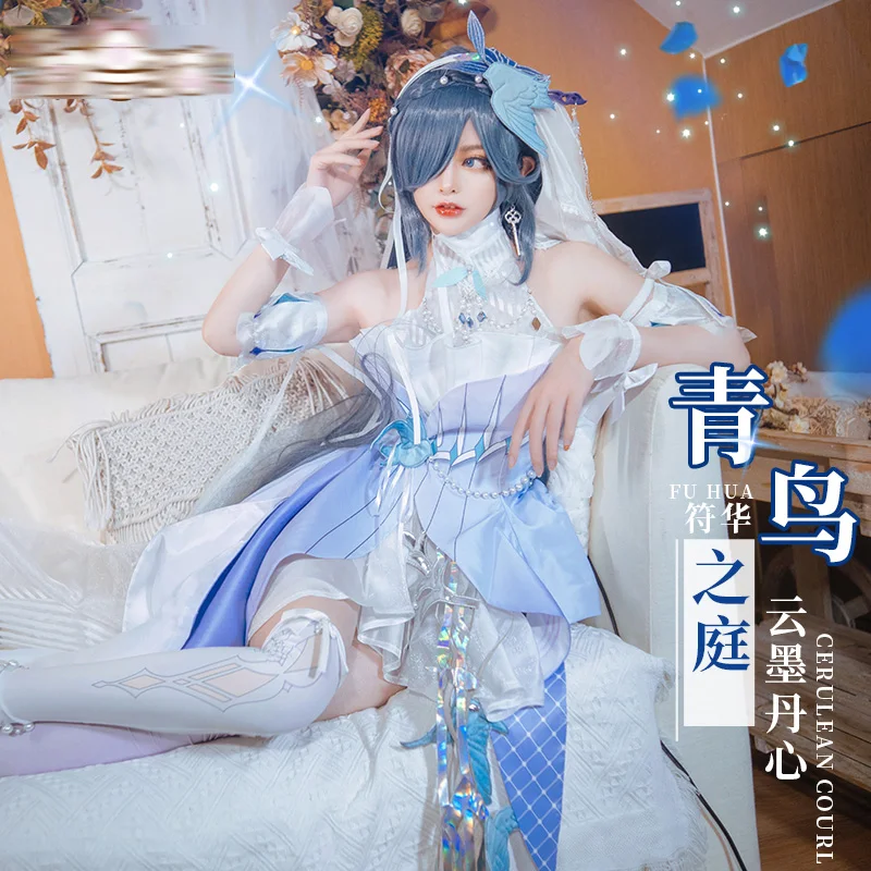Game Honkai Impact 3 FuHua Cosplay Blue Bird Garden Cloud ink Pretty White yarn Dress Full set
Game Honkai Impact 3 FuHua Cosplay Blue Bird Garden Cloud ink Pretty White yarn Dress Full set