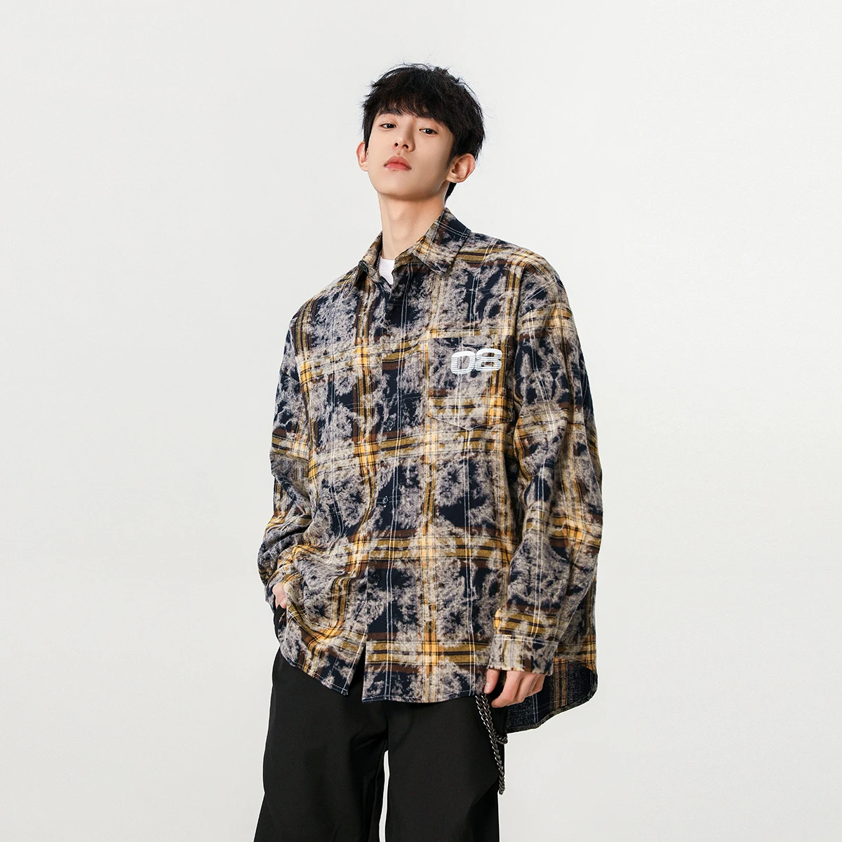 Retro American Dyed Plaid Long Sve irt Men's Casual Loose Fit Spring Autumn Trendy Brand Cleanfit irt Jaet
Retro American Dyed Plaid Long Sve irt Men's Casual Loose Fit Spring Autumn Trendy Brand Cleanfit irt Jaet