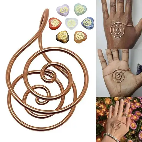Adjustable Copper Palm Ring Handmade Jewelry Accessories Spiral Palm Ring Portable Copper Cuff for Meditation & Energy Healing