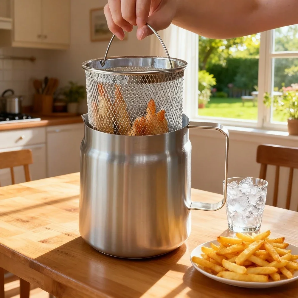 2L Stainless Steel Deep Fryer Pot with Oil Strainer and Basket Large Capacity Versatile Frying Pot for French Fries Chicken
2L Stainless Steel Deep Fryer Pot with Oil Strainer and Basket Large Capacity Versatile Frying Pot for French Fries Chicken