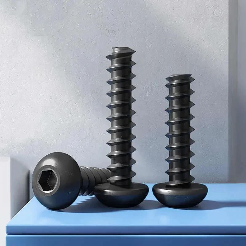 M2 M2.6 Black Carbon Steel Round Head Hex Socket Self Tapping Screws / Flat Tail Wood Screws for Furniture & DIY
M2 M2.6 Black Carbon Steel Round Head Hex Socket Self Tapping Screws / Flat Tail Wood Screws for Furniture & DIY
