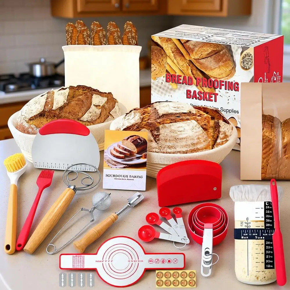 Полный набор для приготовления закваски: корзина для расстойки, банка для закваски и инструменты для выпечки для начинающих
Полный набор для приготовления закваски: корзина для расстойки, банка для закваски и инструменты для выпечки для начинающих