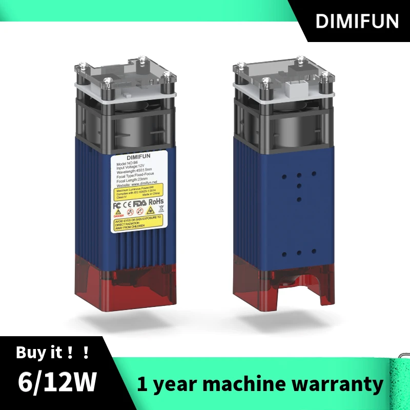 Premium 6/12W Laser Head for Engraving Machine with DIMIFUN Laser Module for Powerful Laser Output
Premium 6/12W Laser Head for Engraving Machine with DIMIFUN Laser Module for Powerful Laser Output