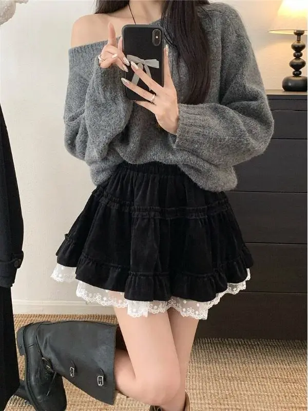 Bla Lace Trim Elastic A-Line Skirt Women's Spring Autumn High Waist Slim Fit ort Skirt Ciwalk Stand Fit
Bla Lace Trim Elastic A-Line Skirt Women's Spring Autumn High Waist Slim Fit ort Skirt Ciwalk Stand Fit