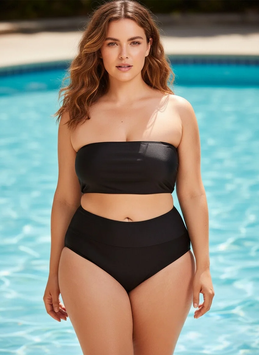 Women Bandeau Bikini Set High Waist Tummy Control 2 Piece Swimsuit Black Push Up Bathing Suit Vacation Beachwear
Women Bandeau Bikini Set High Waist Tummy Control 2 Piece Swimsuit Black Push Up Bathing Suit Vacation Beachwear