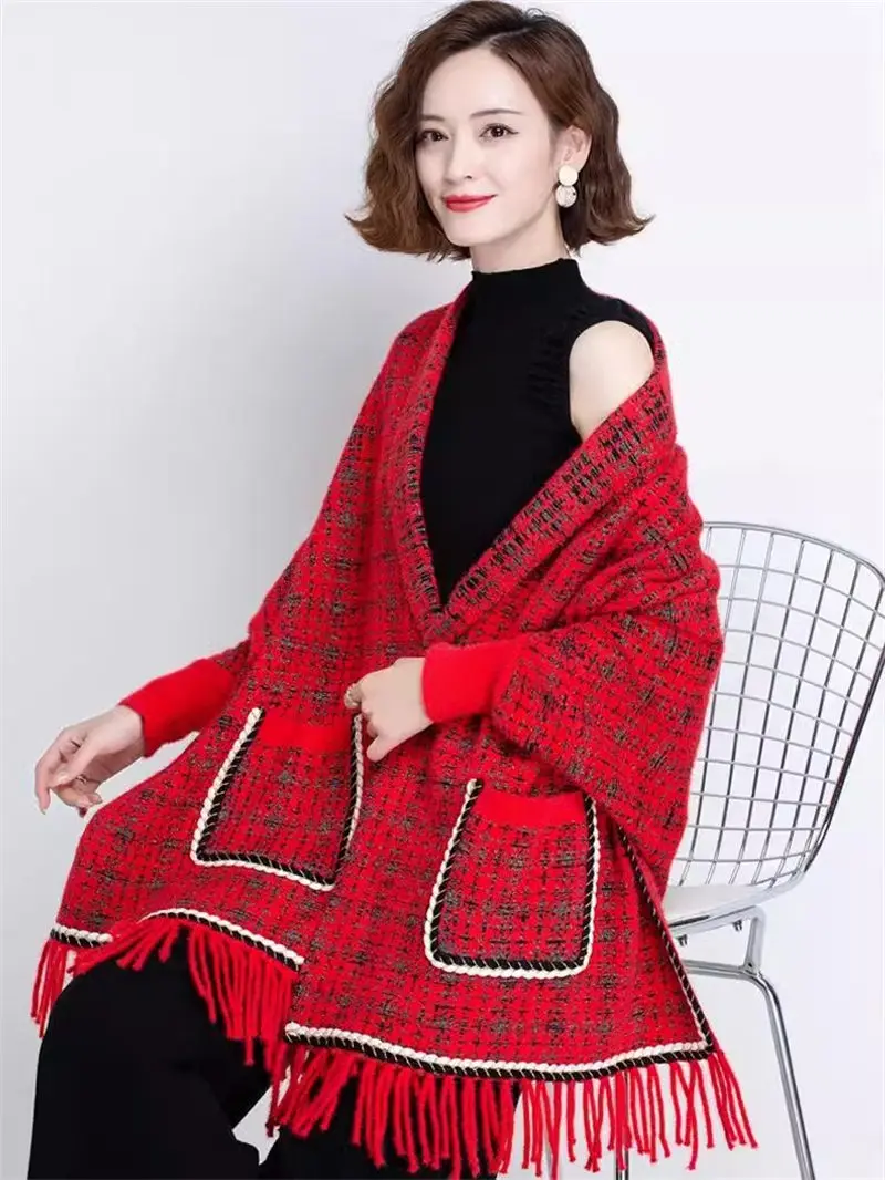 Autumn And Winter New Imitation Mink Velvet Tassel Shawl Women's Plaid Knitted Jacket Mid Length Vintage Sweater Cape Coat Z3050
Autumn And Winter New Imitation Mink Velvet Tassel Shawl Women's Plaid Knitted Jacket Mid Length Vintage Sweater Cape Coat Z3050