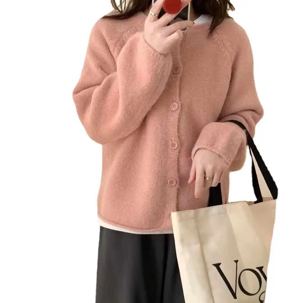 Women's Small Fresh Pure Color Knitted Cardigan round Neck Raglan Top Jacket Loose Lazy Style Spring Fall Outer Wear
Women's Small Fresh Pure Color Knitted Cardigan round Neck Raglan Top Jacket Loose Lazy Style Spring Fall Outer Wear