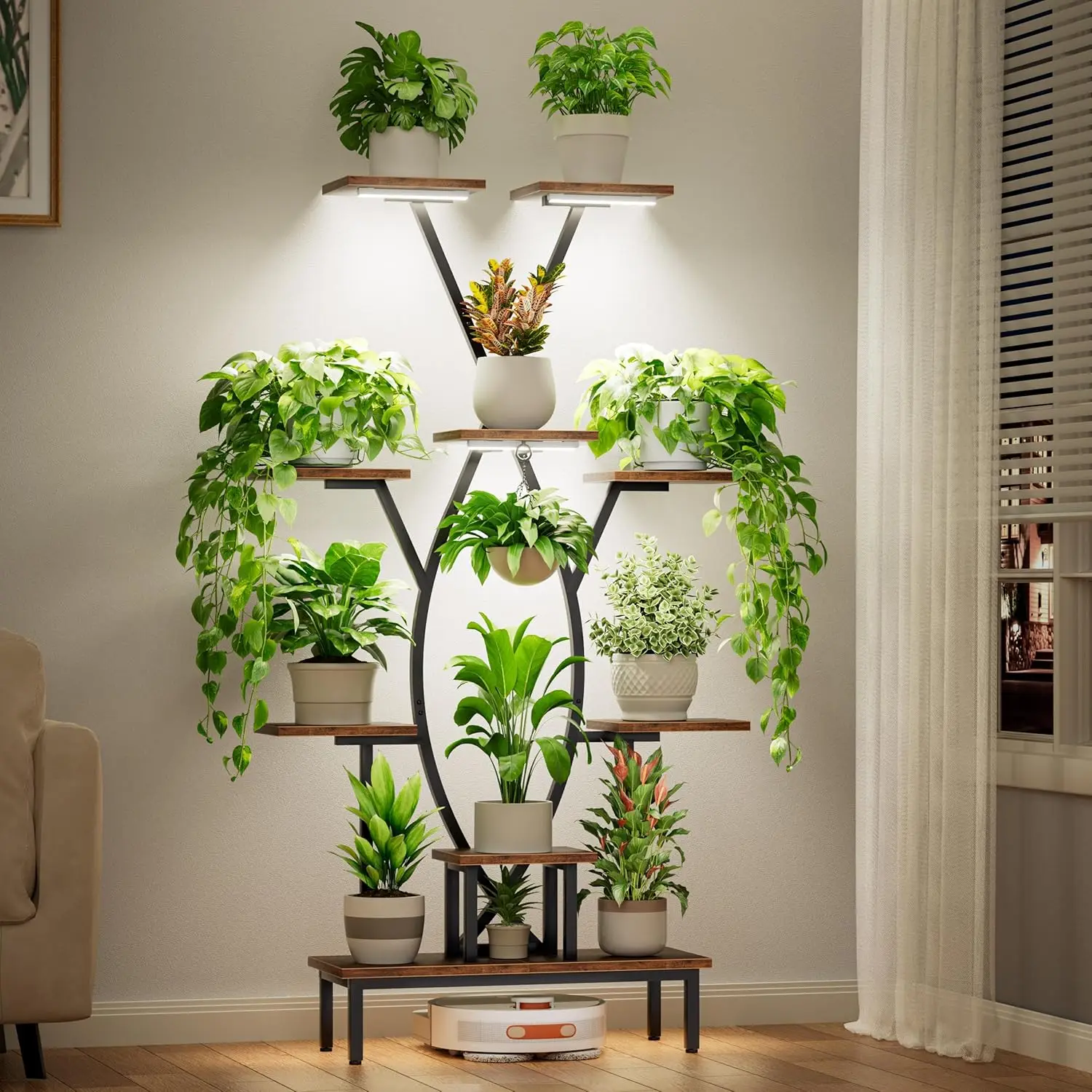 Plant Stand with Grow Lights, 9 Tier Tall Corner Shelf for Indoor Plants, X-Shaped Metal Display Rack for Living Room Home Decor
Plant Stand with Grow Lights, 9 Tier Tall Corner Shelf for Indoor Plants, X-Shaped Metal Display Rack for Living Room Home Decor