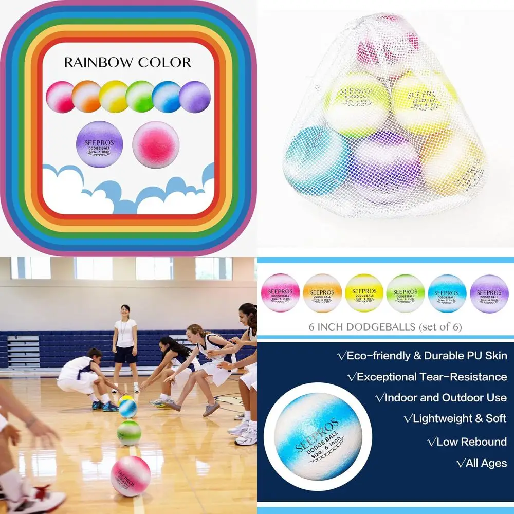Foam Dodgeball Set - Soft Skin, Low Bounce, Dream Rainbow Color, Perfect for Outdoor, Backyard Games - Set of 6 with Mesh Storag
Foam Dodgeball Set - Soft Skin, Low Bounce, Dream Rainbow Color, Perfect for Outdoor, Backyard Games - Set of 6 with Mesh Storag