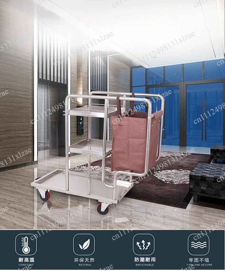 Stainless Steel 3-Frame Housekeeping Cart - Silent Wheel Hotel Room Service Trolley, Commercial Cleaning Cart with Cloth Bag
Stainless Steel 3-Frame Housekeeping Cart - Silent Wheel Hotel Room Service Trolley, Commercial Cleaning Cart with Cloth Bag