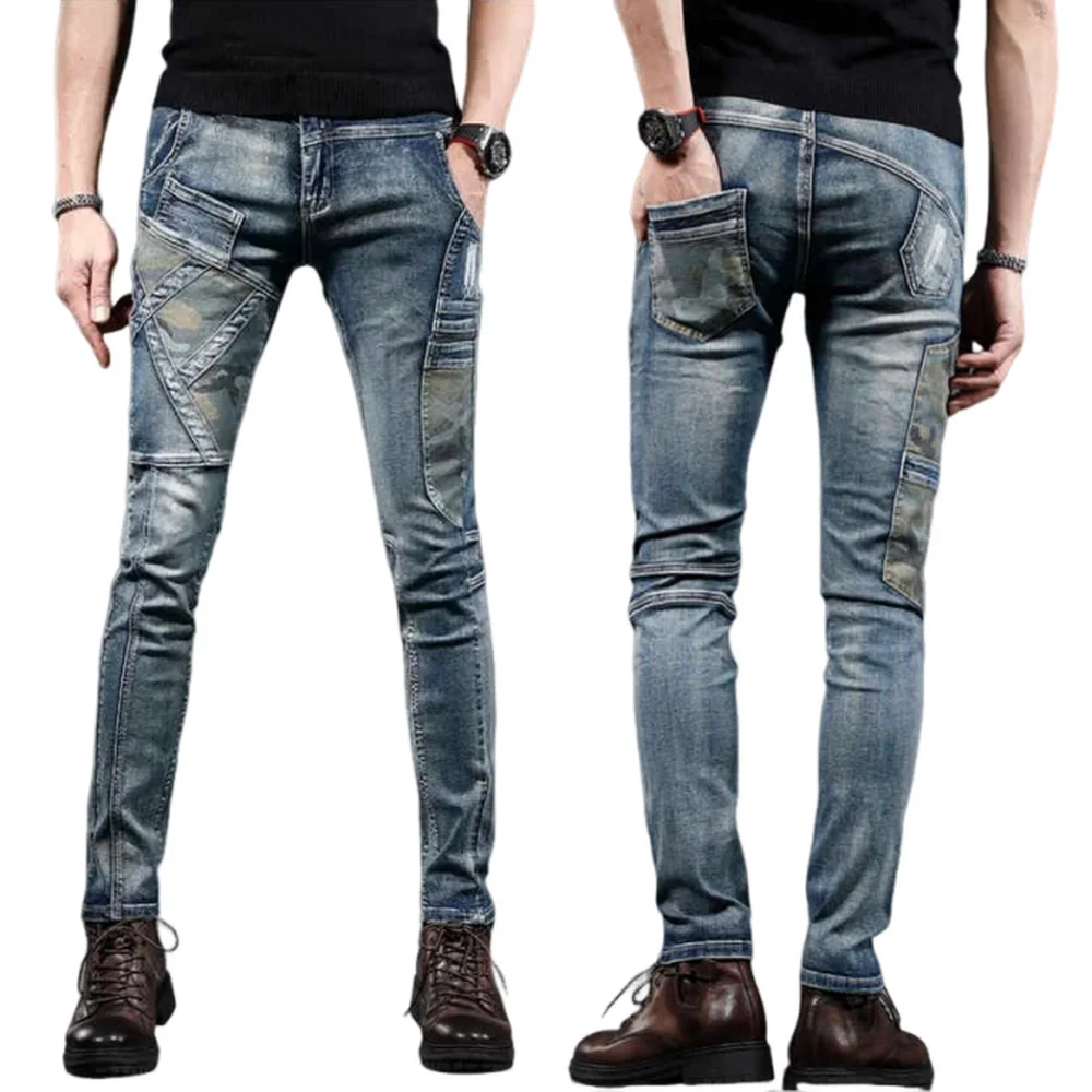 High Stretch Patchwork Jeans, Retro American Style Patchwork Slim Fit Pencil Pants Personalized Hip-hop Jeans
High Stretch Patchwork Jeans, Retro American Style Patchwork Slim Fit Pencil Pants Personalized Hip-hop Jeans