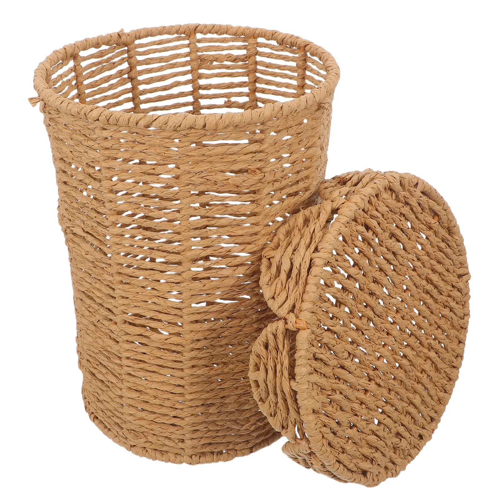 Khaki Round Paper Rope Garbage Bin Woven Trash Can Lid Handwoven Waste Paper Basket Bedroom Bathroom Kitchen Hotel Homestay
Khaki Round Paper Rope Garbage Bin Woven Trash Can Lid Handwoven Waste Paper Basket Bedroom Bathroom Kitchen Hotel Homestay