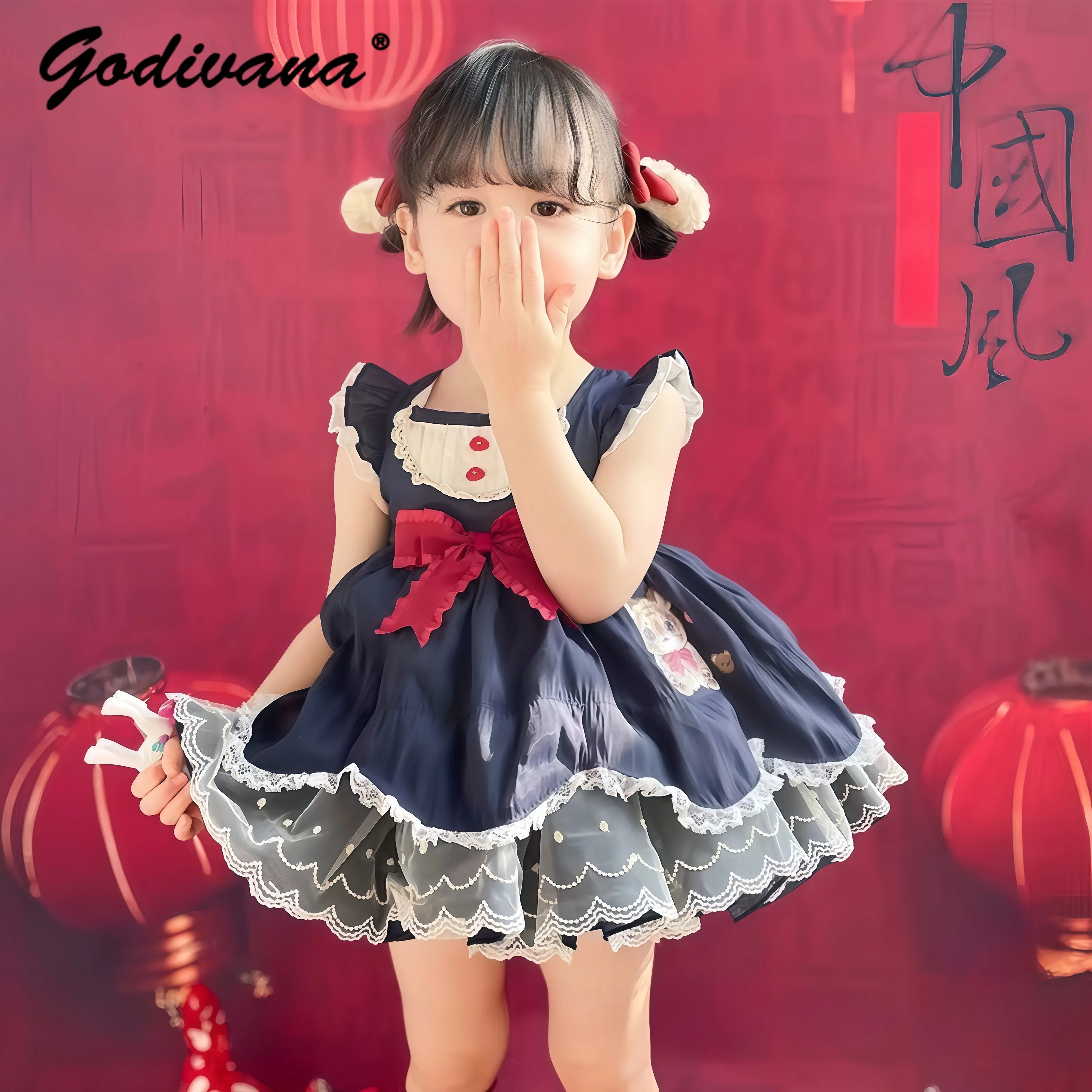 Sweet Baby Girls 2026 Summer New Princess Lolita Dress Kids Cute Bow Lace Trim Feifei Sleeve Cartoon Print Color Block Ball Gown
Sweet Baby Girls 2026 Summer New Princess Lolita Dress Kids Cute Bow Lace Trim Feifei Sleeve Cartoon Print Color Block Ball Gown