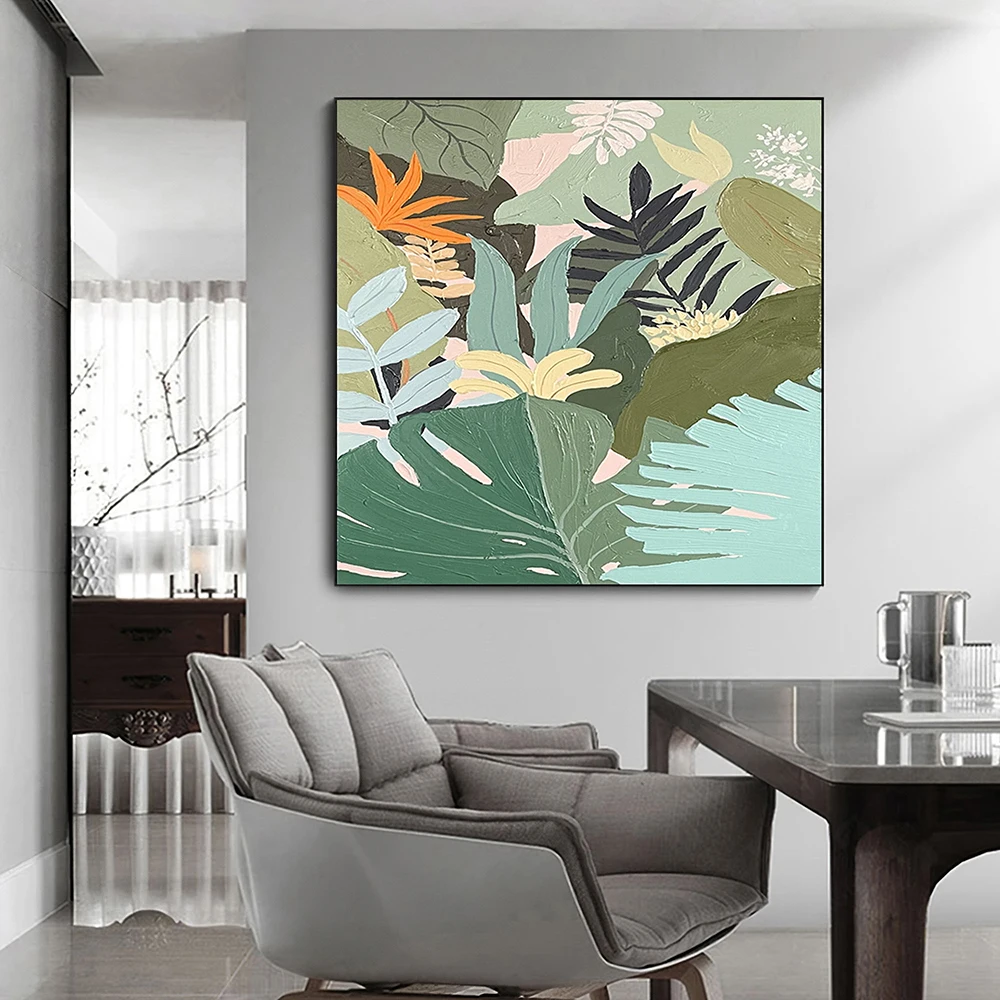 Handmade Oil Painting Original Abstract Oil Painting Green Leaves Large Painting Color Modern Floral Living Room Wall Art Decor
Handmade Oil Painting Original Abstract Oil Painting Green Leaves Large Painting Color Modern Floral Living Room Wall Art Decor
