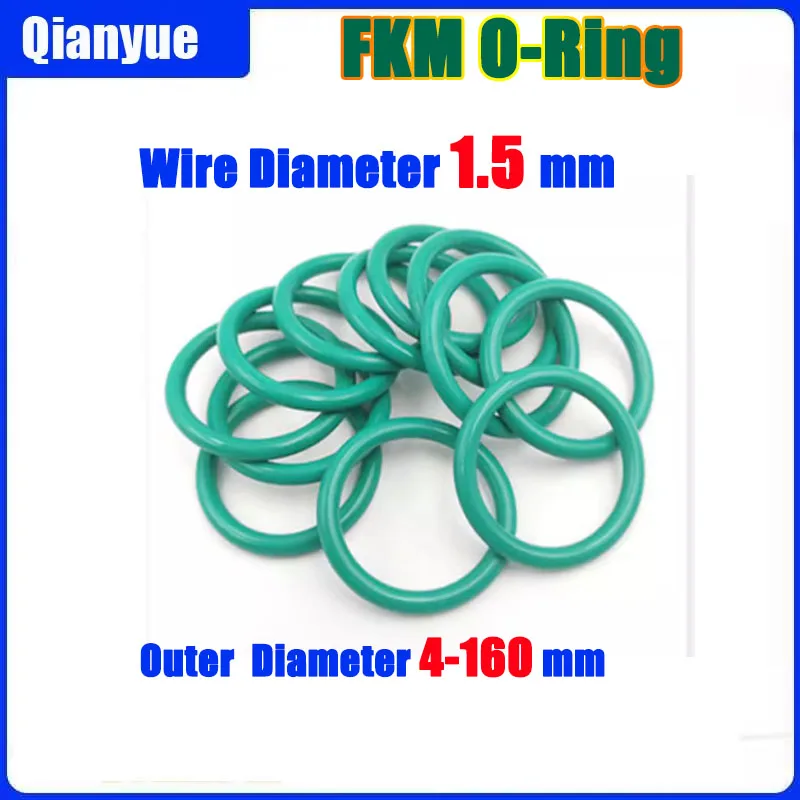 Green FKM O-Ring OD 4-160mm x 1.5mm - High Temp 250°C Chemical Resistant Seals for Hydraulic/Chemical/Food
Green FKM O-Ring OD 4-160mm x 1.5mm - High Temp 250°C Chemical Resistant Seals for Hydraulic/Chemical/Food