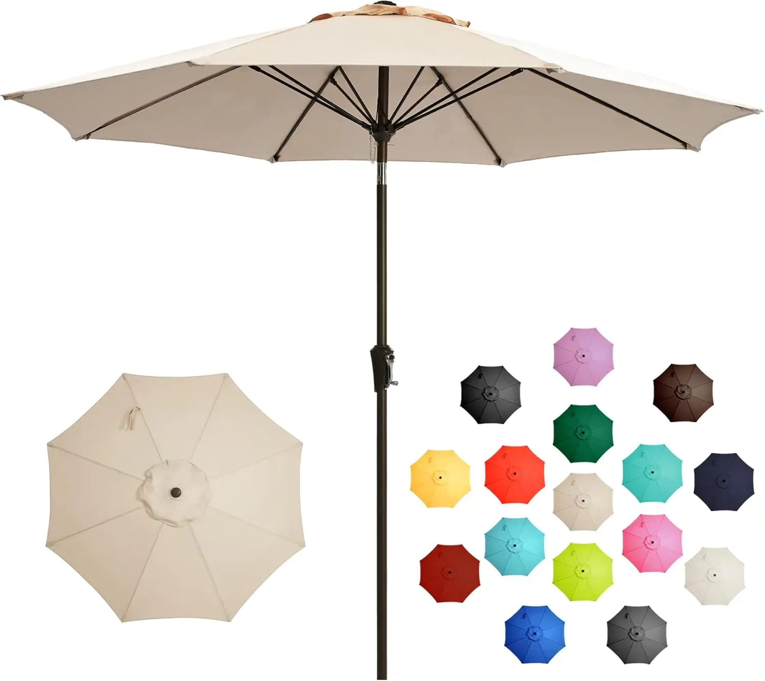 9FT Large Outdoor Patio Umbrella with UV Protection, Easy Tilt & Crank, 8 Fiberglass Ribs for Pool, Backyard, Deck
9FT Large Outdoor Patio Umbrella with UV Protection, Easy Tilt & Crank, 8 Fiberglass Ribs for Pool, Backyard, Deck