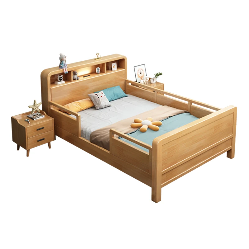 All solid wood children's bed with lamp and guardrail single bed
All solid wood children's bed with lamp and guardrail single bed