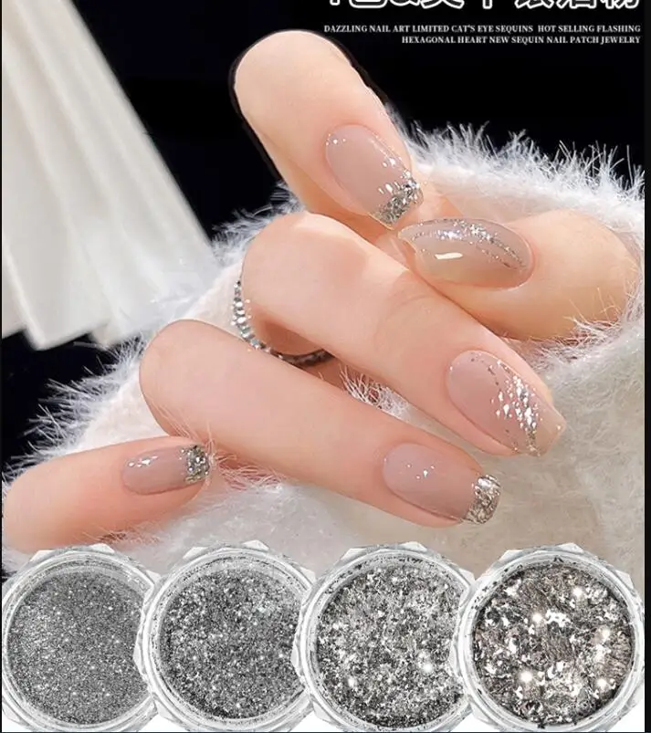 4 Jars Silver Glitter Nail Powders set, Holographic Shiny Sequins Flakes, Chrome Powder Sparkle Pigment Dust for Nails DIY Flash
4 Jars Silver Glitter Nail Powders set, Holographic Shiny Sequins Flakes, Chrome Powder Sparkle Pigment Dust for Nails DIY Flash