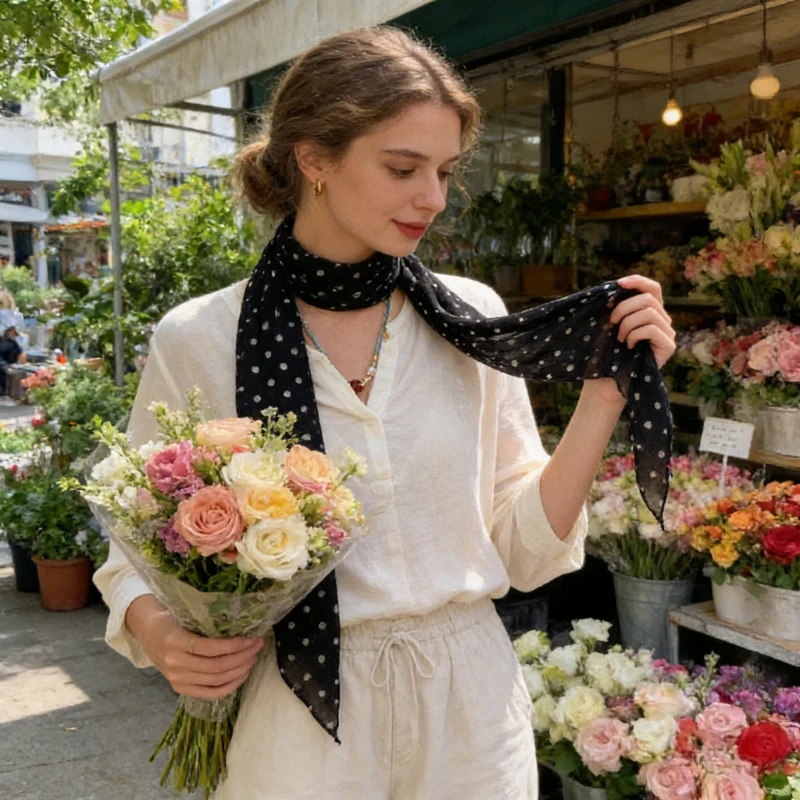 European and American Accessories Brown 2026 Spring Women's Scarf Printed with Polka Dot Silk Scarf Long Tie New Style
European and American Accessories Brown 2026 Spring Women's Scarf Printed with Polka Dot Silk Scarf Long Tie New Style