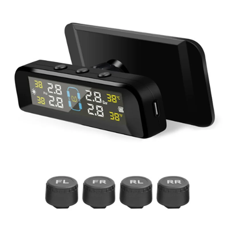 Wireless TPMS With External Tire Pressure Sensor Car TPMS Monitor System Solar Powered Tire Pressure Alarm
Wireless TPMS With External Tire Pressure Sensor Car TPMS Monitor System Solar Powered Tire Pressure Alarm