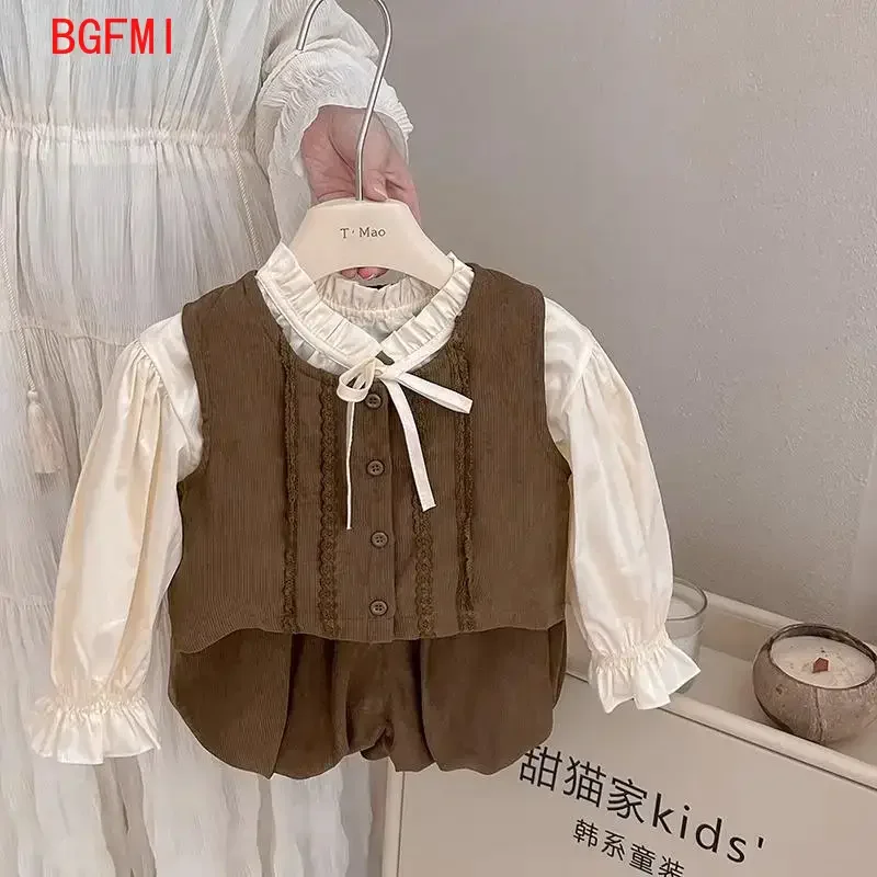 Girls Corduroy Spring Autumn Clothing Set 2025 New Fashionable Beige Children's Shirt+Khaki Vest+Shorts Three Piece Set Outfits
Girls Corduroy Spring Autumn Clothing Set 2025 New Fashionable Beige Children's Shirt+Khaki Vest+Shorts Three Piece Set Outfits