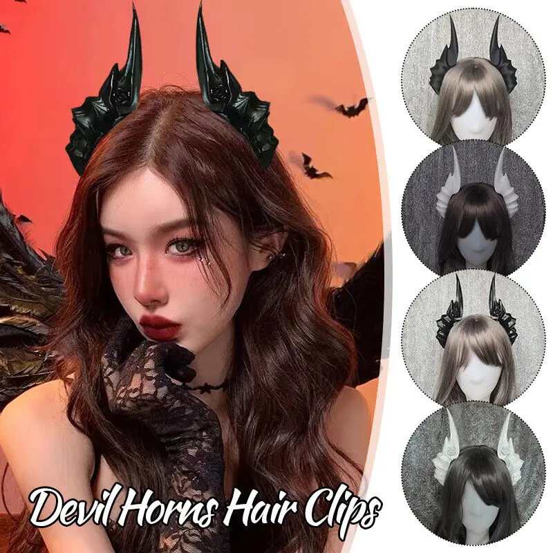14/19cm Devil Horns Headpiece Hair Clips Black White Girl Hair Clips Lolita Headwear Halloween Carnival Party Costume Props
14/19cm Devil Horns Headpiece Hair Clips Black White Girl Hair Clips Lolita Headwear Halloween Carnival Party Costume Props