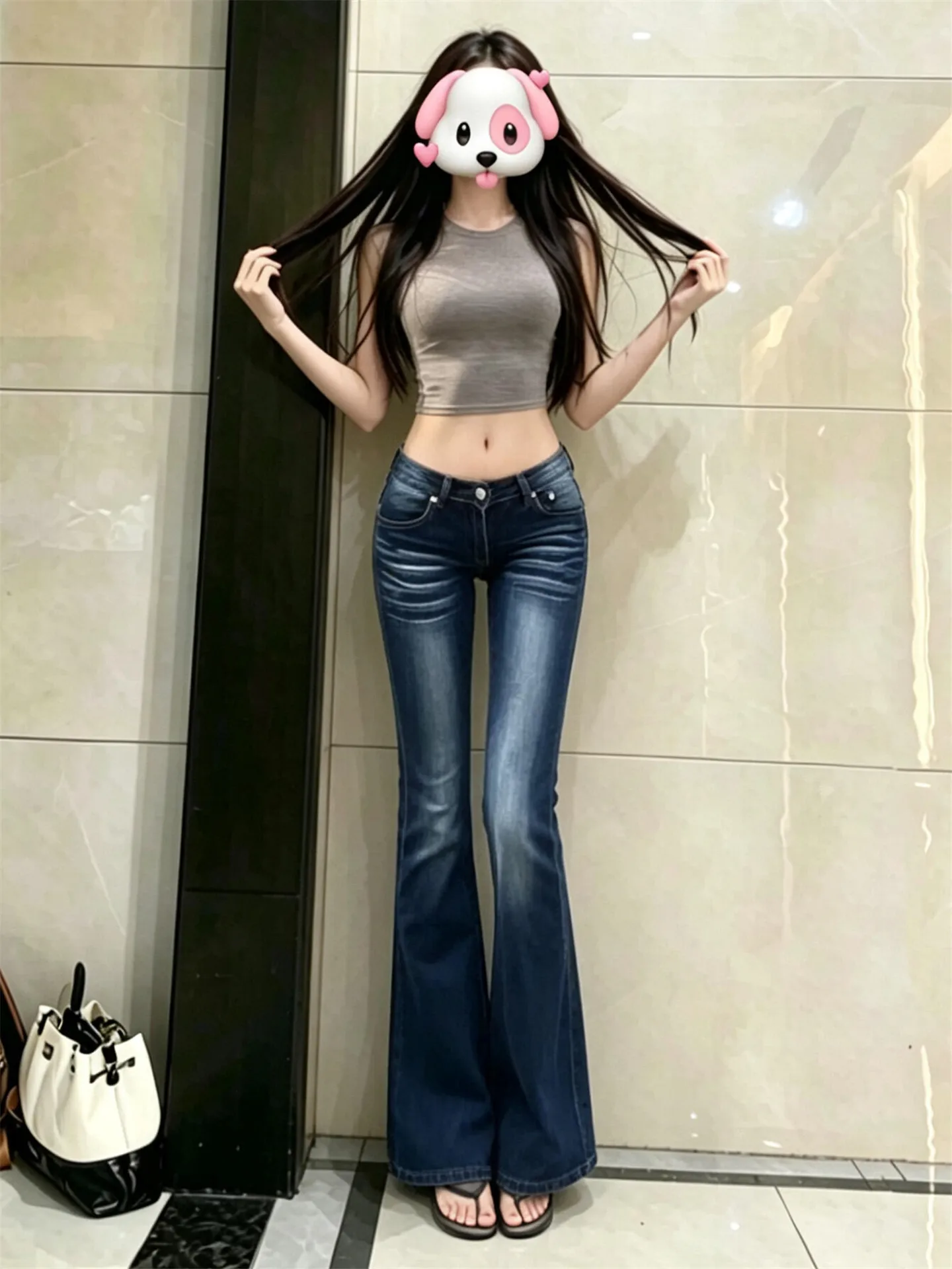 American Style Vintage Low Waist Bell Bottom Jeans Women's Slimming Distressed Summer Casual Deep Blue Cotton Denim Pants
American Style Vintage Low Waist Bell Bottom Jeans Women's Slimming Distressed Summer Casual Deep Blue Cotton Denim Pants