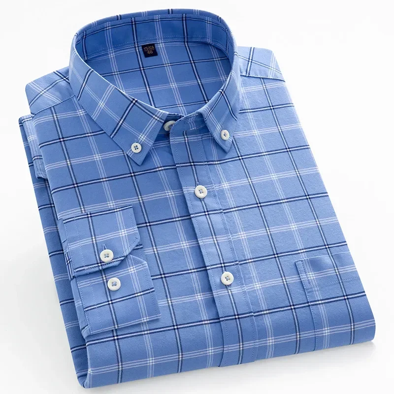 High Quality Luxury Men's Plaid Shirt Autumn 100% Cotton Casual Solid Stripe Business Formal Social Slim Oxford Checked Blouse
High Quality Luxury Men's Plaid Shirt Autumn 100% Cotton Casual Solid Stripe Business Formal Social Slim Oxford Checked Blouse