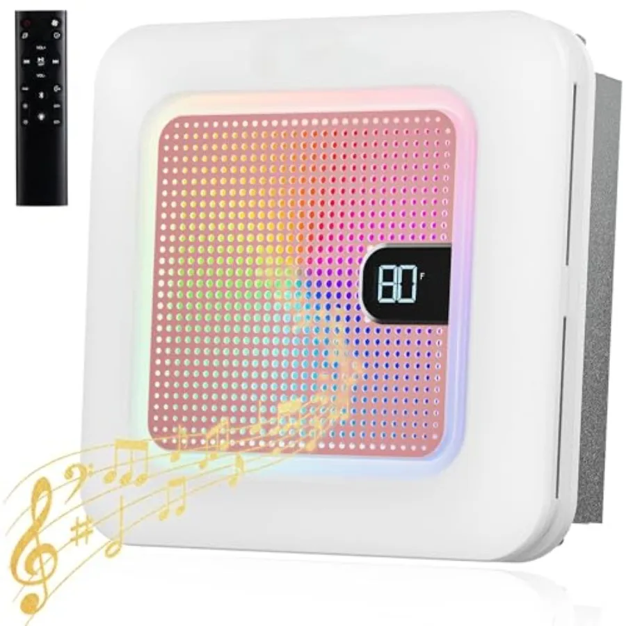 Вытяжной вентилятор для ванной комнаты с Bluetooth-колонкой, 230 CFM, 1.0 Sone, 3 динамических режима освещения, 7 цветов LED, 3 цветовые температуры, ночник
Вытяжной вентилятор для ванной комнаты с Bluetooth-колонкой, 230 CFM, 1.0 Sone, 3 динамических режима освещения, 7 цветов LED, 3 цветовые температуры, ночник