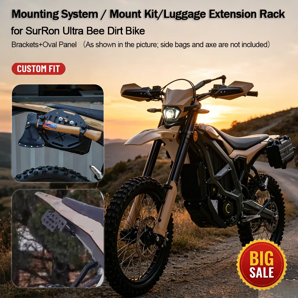 Side Bag Bracket Mounting System for SurRon Ultra Bee Dirt Bike, Side Case Luggage Rack, Non-destructive Modification Accessorie
Side Bag Bracket Mounting System for SurRon Ultra Bee Dirt Bike, Side Case Luggage Rack, Non-destructive Modification Accessorie