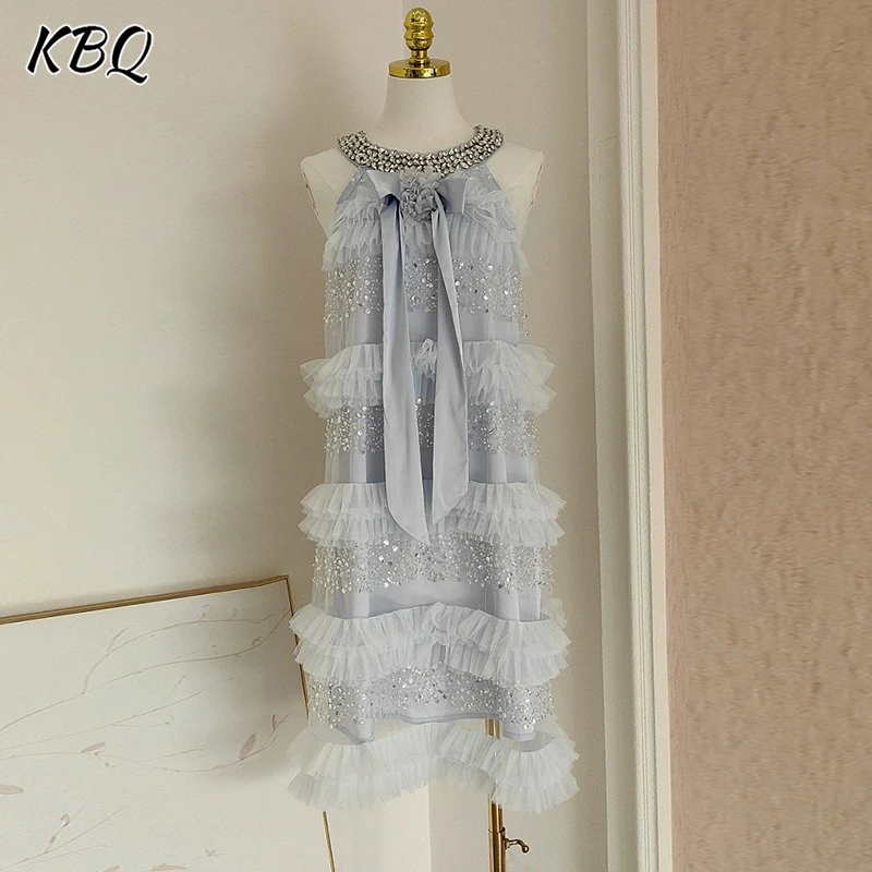 KBQ Solid Spliced Diamonds Loose Dresses For Women Round Neck Sleeveless Patchwork Ruffles Chic Dress Female Fashion Style New
KBQ Solid Spliced Diamonds Loose Dresses For Women Round Neck Sleeveless Patchwork Ruffles Chic Dress Female Fashion Style New