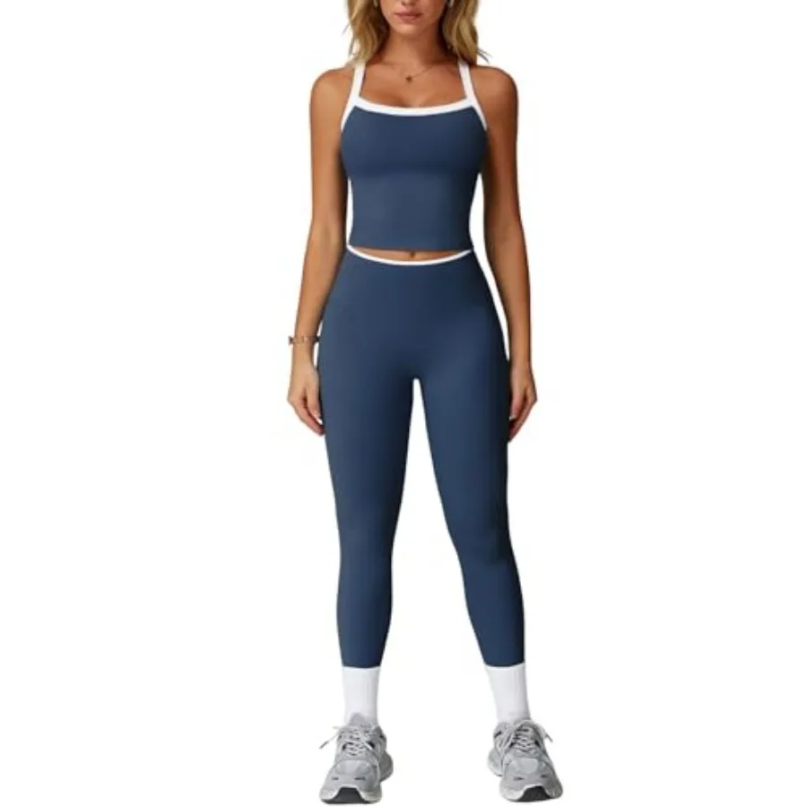Women 2 Pcs Workout Sets Padded Criss Cross Back Crop Tank High Waist Tummy Control Active Leggings Sets Yoga Outfit
Women 2 Pcs Workout Sets Padded Criss Cross Back Crop Tank High Waist Tummy Control Active Leggings Sets Yoga Outfit
