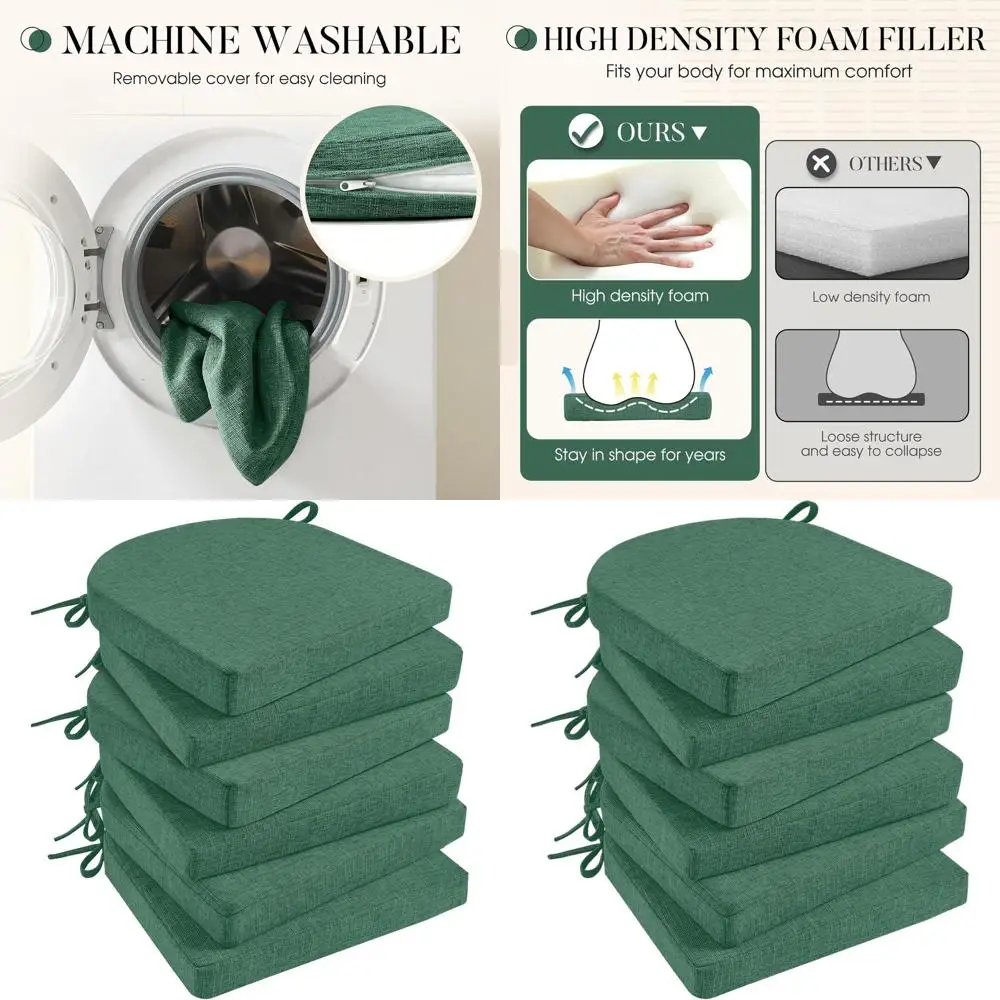 Съемные подушки для сидений Forest Green, 2 толстые, комплект из 6 штук для обеденных стульев, 17x16
Съемные подушки для сидений Forest Green, 2 толстые, комплект из 6 штук для обеденных стульев, 17x16