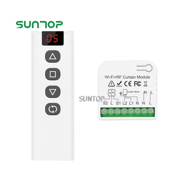 Smart WiFi RF Curtain Switch Module Wireless 433MHz 5 CH Remote Controller AC 110V 220V 240V Alexa Google Support(5+1 Set)