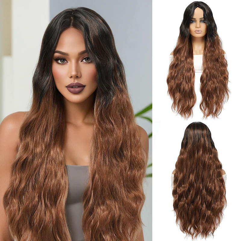 Женский градиент цвета, средний разрез, длинные вьющиеся волосы, волнистая волна воды, синтетический головной убор, парик из синтетического волокна
Женский градиент цвета, средний разрез, длинные вьющиеся волосы, волнистая волна воды, синтетический головной убор, парик из синтетического волокна