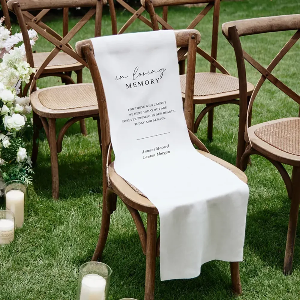 Personalized Loving Memory Wedding Sign White Linen Chair Banner Wedding Aisle Sign Remembrance Ceremony Decor Bridal Shower
Personalized Loving Memory Wedding Sign White Linen Chair Banner Wedding Aisle Sign Remembrance Ceremony Decor Bridal Shower